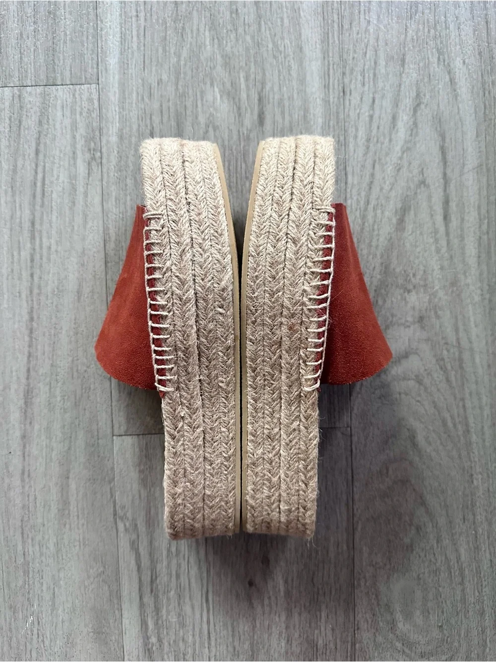 Zara | rust suede espadrille slide flatform sandal - Picture 5 of 11